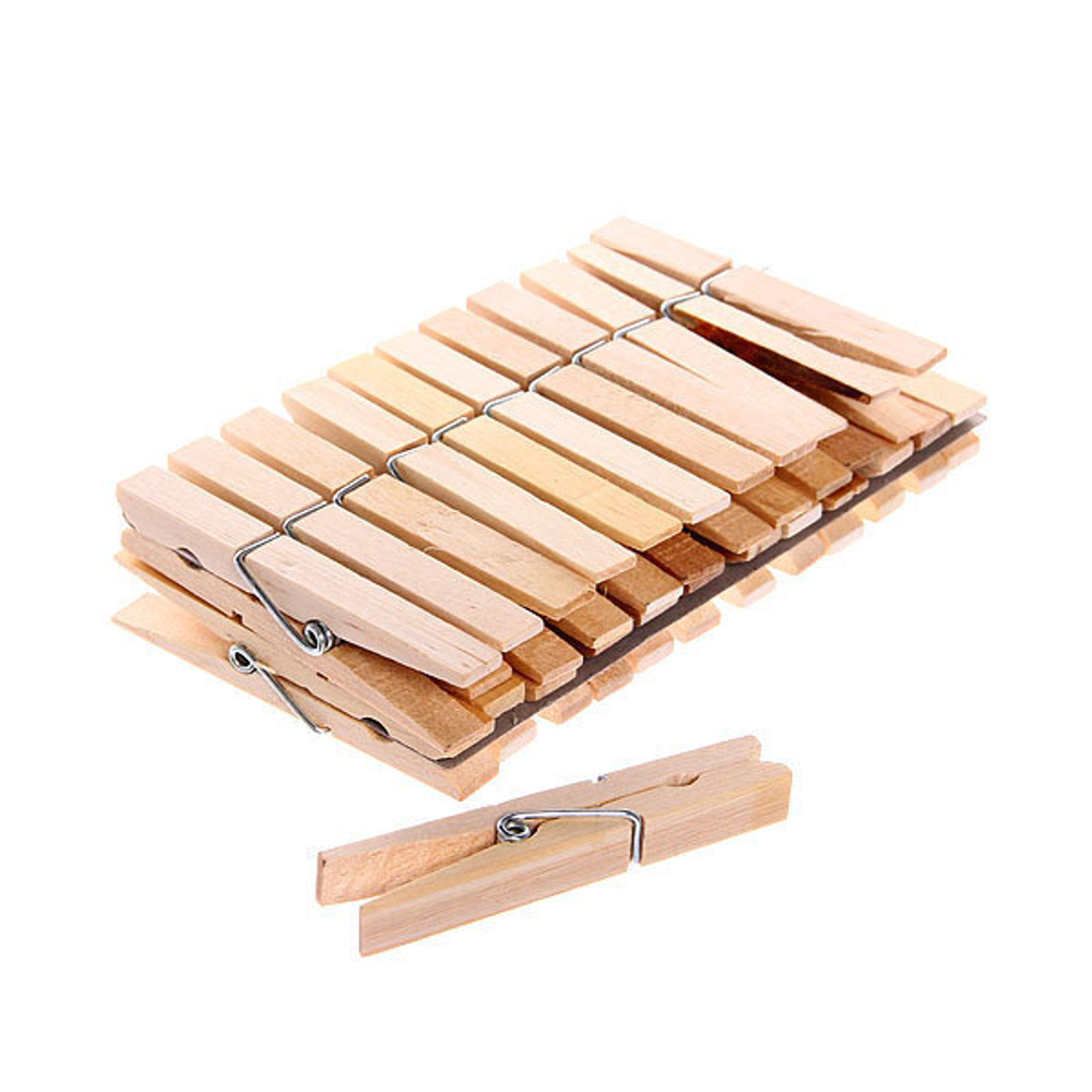 Прищепки бельевые деревянные Селфи (24шт.) 7см