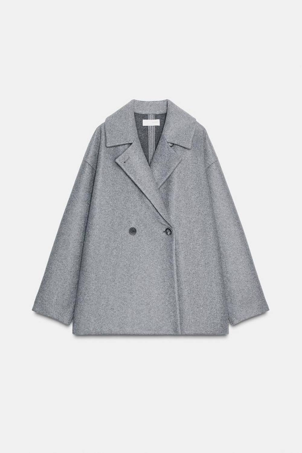 ZARA МЯГКОЕ ДВУБОРТНОЕ ПАЛЬТО, АНТРАЦИТОВО-СЕРЫЙ