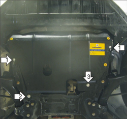 Усиленная защита Motodor картера двигателя, кпп. 2 мм, сталь. для Ford Mondeo IV 2007-2010,Ford Mondeo IV 2010-2015 арт.00745