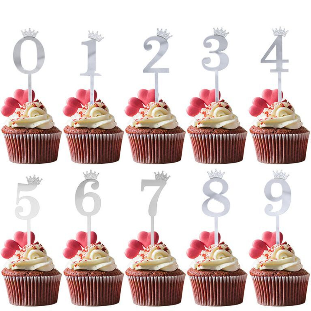 Топпер акриловый  «Цифра 4»  (6,2 см, серебряный)