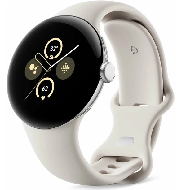 Умные часы Google Pixel Watch 2, Wi-Fi + LTE, «полированный серебристый» корпус, ремешок фарфорового цвета