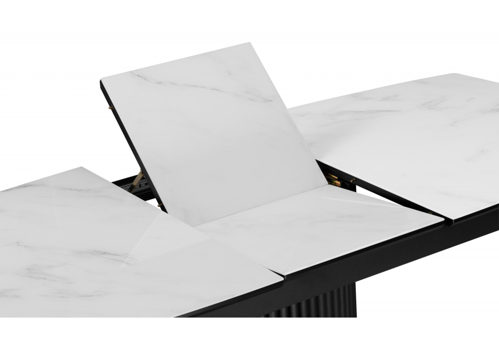 Стол стеклянный Woodville Фестер 140(180)х80 кристл статуарио, черный