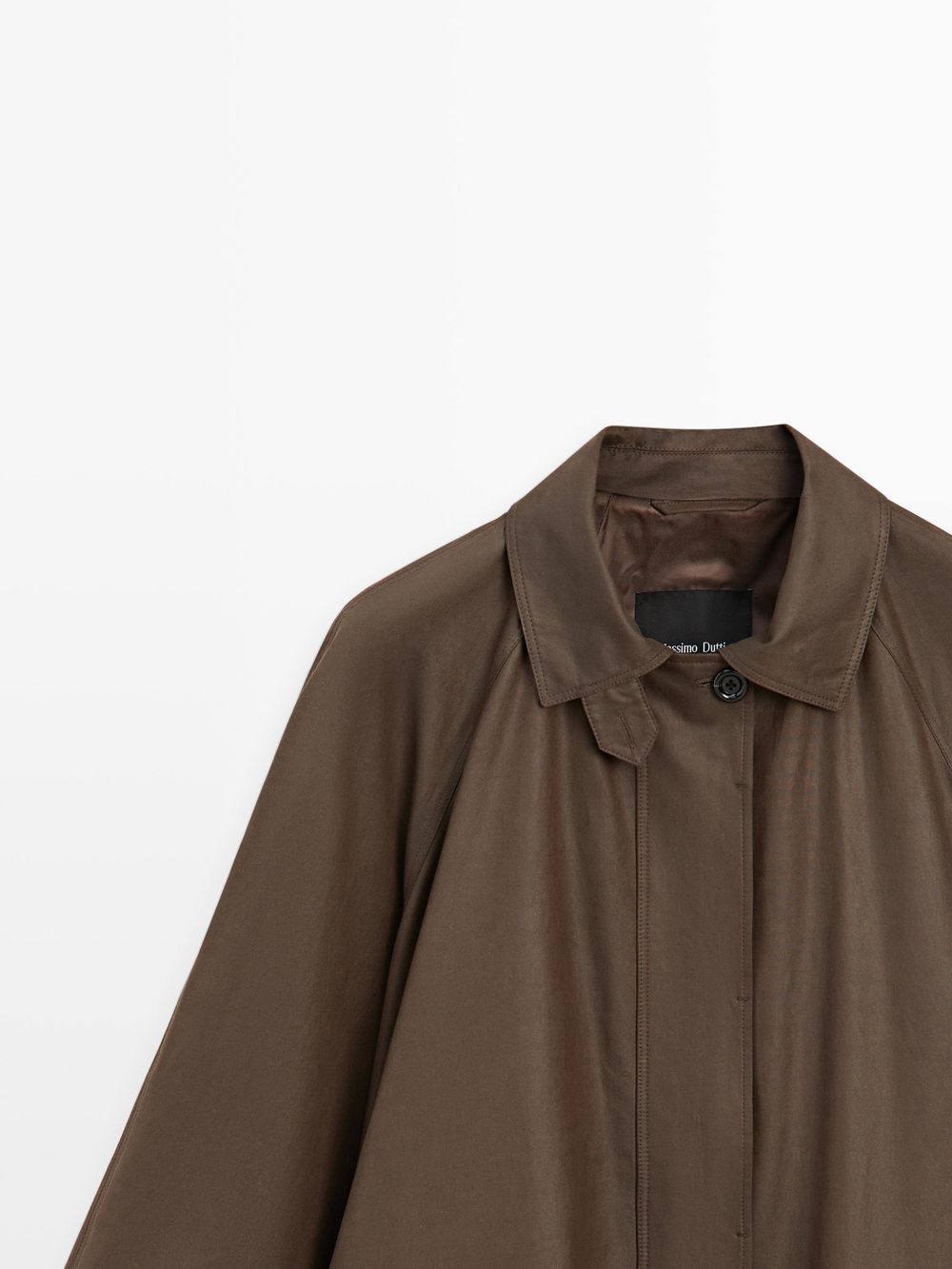 Massimo Dutti Длинная парка с карманами, кротово-коричневый