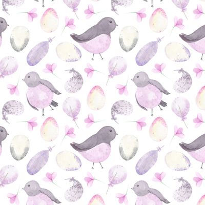 Весенний принт. Пасхальный принт. Сад, птички, яйца, природа, зелень, цветы и растительность.