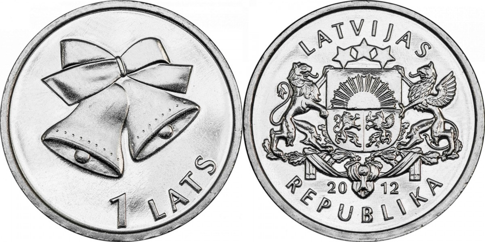 Латвия 1 лат, 2012 Колокольчики