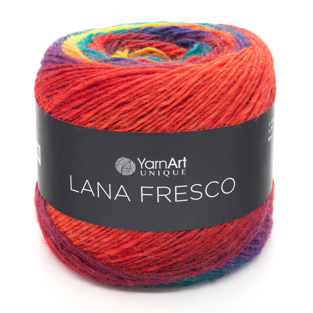 Лана Фреско (Lana Fresco) пряжа YarnArt 100%шерсть 4х100г/380м (8109 изумруд-красный-желтый-т.сирень)