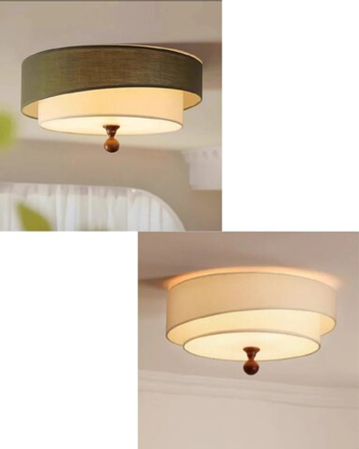 Потолочные тканевые светильники в оттенках зелёного и айвори