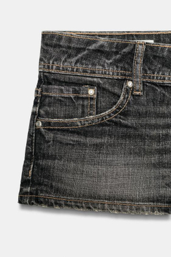 ZARA ДЖИНСОВЫЕ МИНИ-ШОРТЫ TRF С НИЗКОЙ ПОСАДКОЙ, ЧЕРНЫЙ