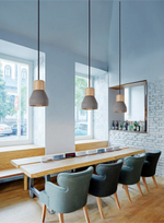 Pendant design lamp Cement Wood by Specimen Editions (Grey)