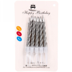 Свечи для торта «Витое серебро» 10 шт. 6 см