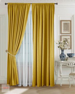 Комплект штор Луи (горчичный). Шторы из стриженного бархата