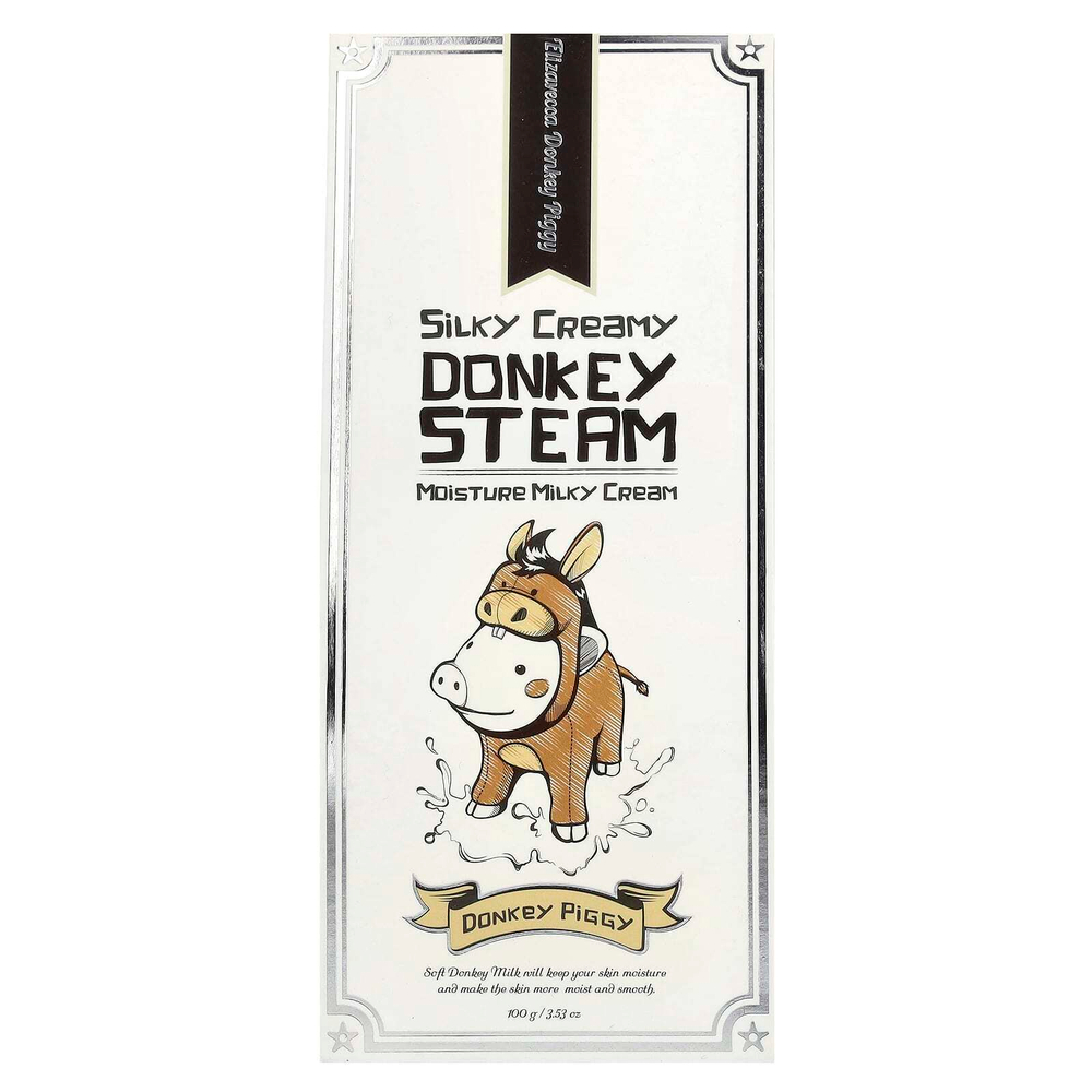 Elizavecca, Donkey Piggy, шелковистый сливочный чай с ослами, увлажняющий молочный крем, 100 г (3,53 унции)