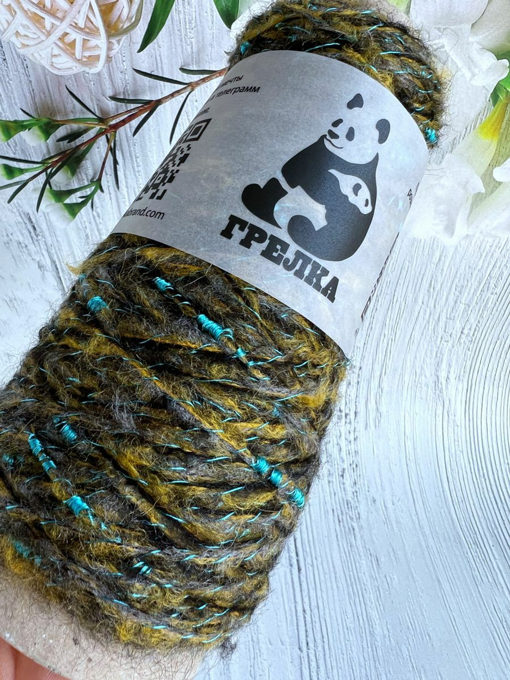 Пряжа фантазийная с шишибриками и люрексом мохер меринос