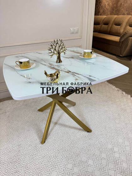 Кухонный раздвижной стол "Танго", белый мрамор