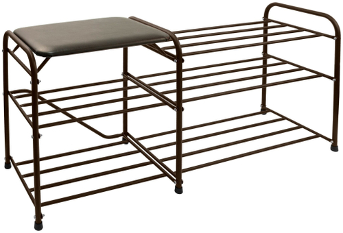 ПОДСТАВКА ДЛЯ ОБУВИ 3 ПОЛКИ 100СМ СИДЕНЬЕМ ДУБЛЬ МЕД/АНТИК