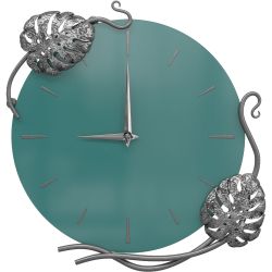 Часы настенные Monstera Deliciosa (Монстера) Колор Пастельно-синий Сильвер