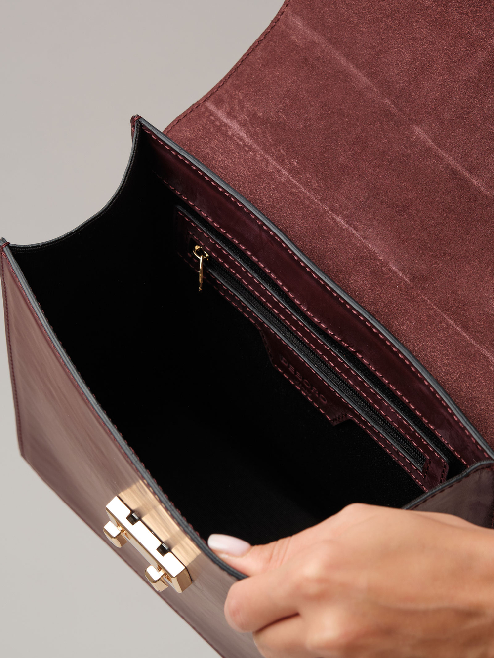 Кожаная сумка Deboro 30547 бордовый бархат