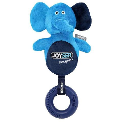 Игрушка для собак JOYSER Puppy Слоник с резиновым кольцом и пищалкой S/M голубой, 21 см