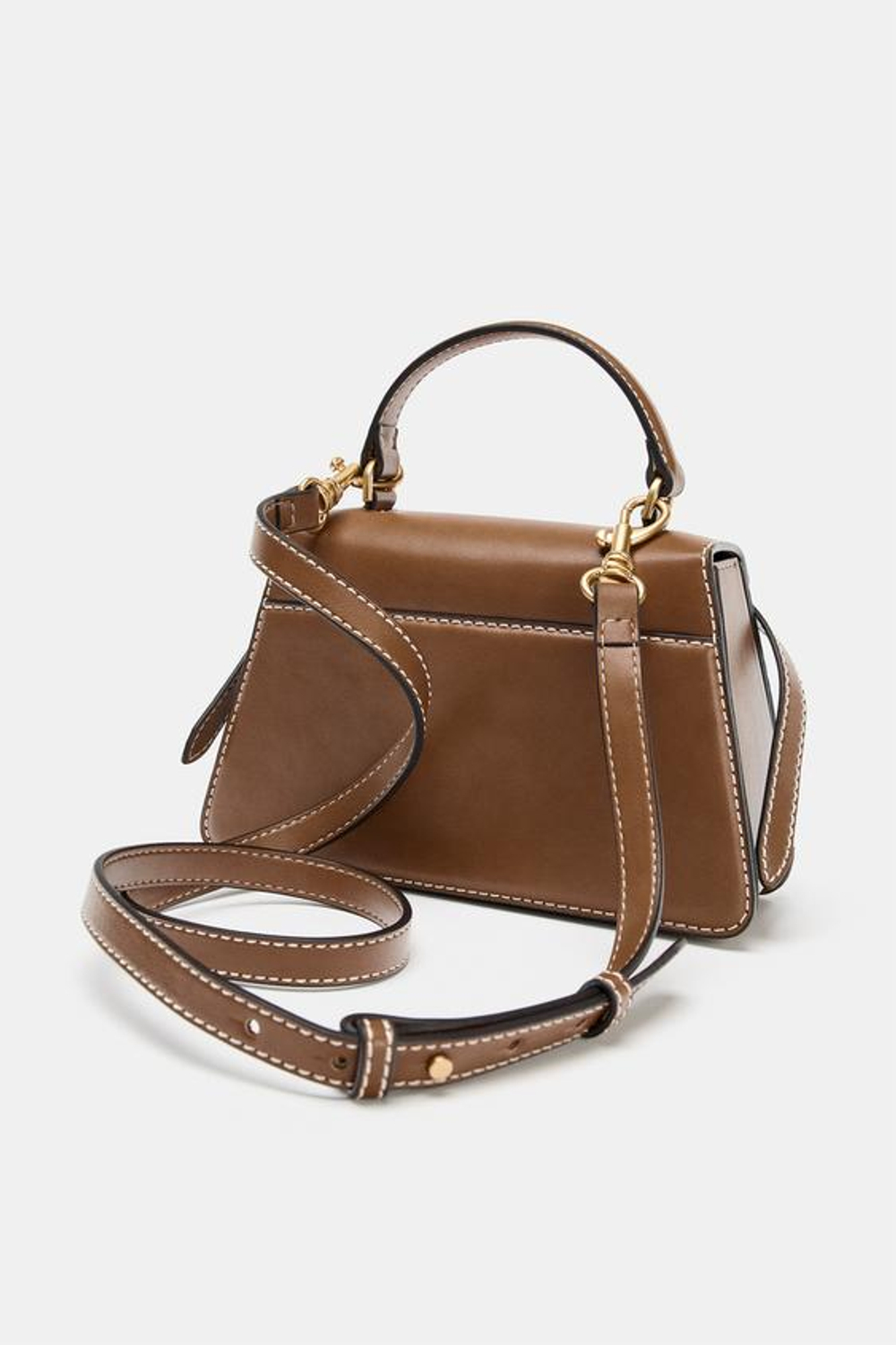 ZARA СУМКА С ПРЯЖКАМИ, ТЕМНЫЙ РЫЖЕВАТО-КОРИЧНЕВЫЙ