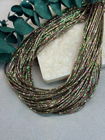 Гематит радужный, лиловый/зеленый шестигранник 2*1 мм, нить 40 см