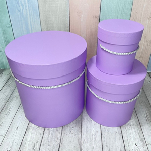 Коробки Цилиндр с ручками Набор 3 шт. Сиреневый