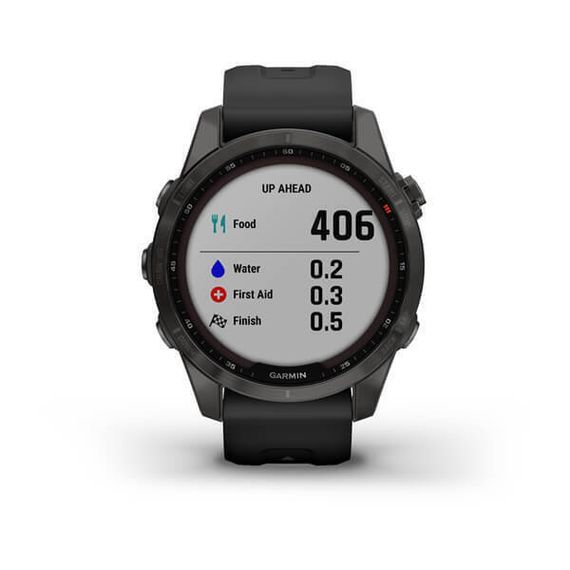 Умные часы Garmin Fenix 7S Sapphire Solar титановый угольно-серый DLC с силиконовым ремешком