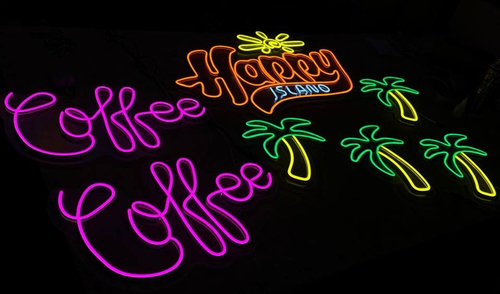 Неоновая вывеска Coffee Happy Island