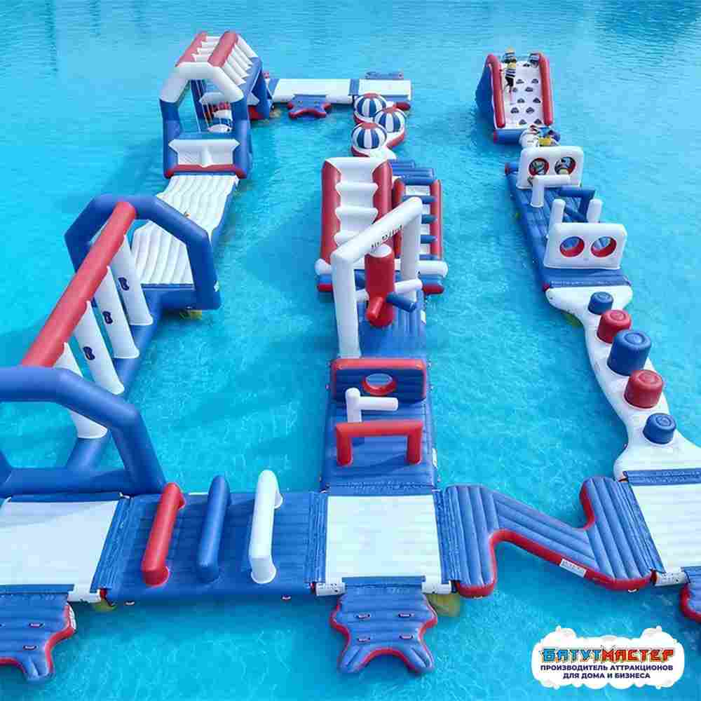 Надувной аквапарк на воде «Морской драйв» 25×12×3 м