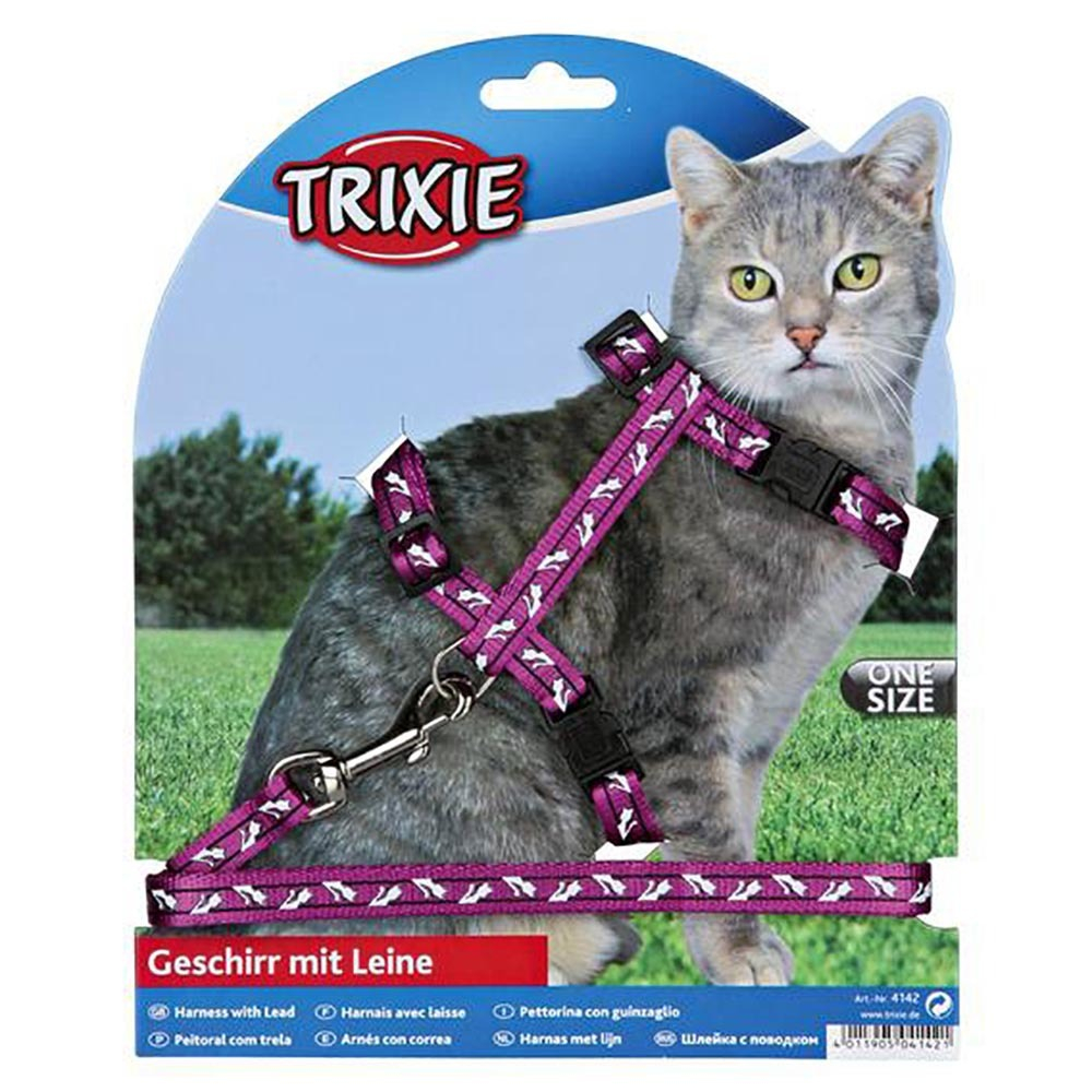 Trixie Шлейка с поводком для кошек 35-45/10мм/1,2м нейлон 4142