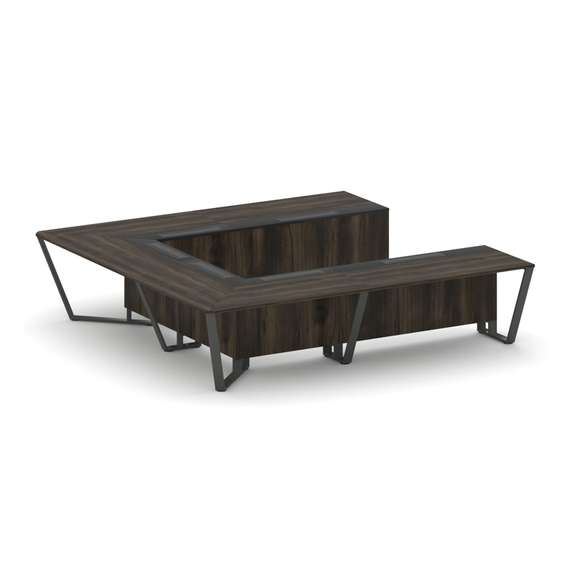 Steel Meet Стол переговорный П-образный KMK-PR.B.SP-11P Дуб Мали/Графит Глянец/Металл Антрацит 3200*