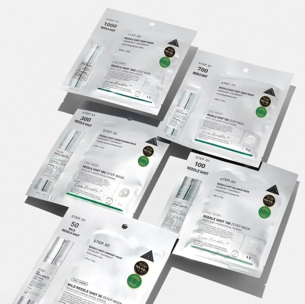 VT Cosmetics Reedle Shot 50 2 Step Mask деликатная двухфазная тканевая маска с микроиглами