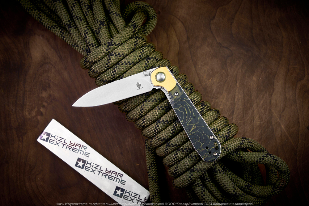Складной нож Kizer PPY сталь CPM S35VN Satin рукоять Раффир