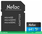 Карта памяти Netac P500 Standard 64GB + адаптер (NT02P500STN-064G-R)