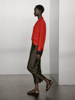 Massimo Dutti Рубашка из 100% льна, красный