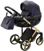 Детская коляска Adamex Chantal Special Edition Deluxe 2 в 1 C108 (СИН.ПЕРЛ.КОЖА ЗОЛОТ РАМА)