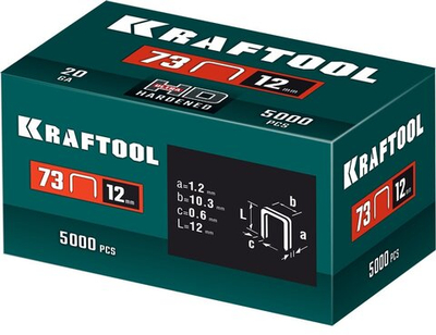 KRAFTOOL 12 мм, тип 73, 5000 шт, скобы для плайера (31773-12)