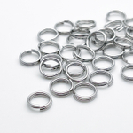 Колечки двойные, цвет серебро (родий), диаметр 7 мм, цена за 10 штук