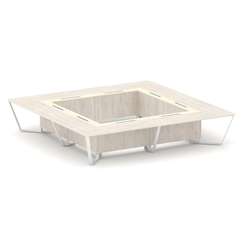 Steel Meet Стол переговорный квадратный KMK-PR.B.SP-20K2 Денвер Светлый/Ваниль Глянец/Металл Белый 4