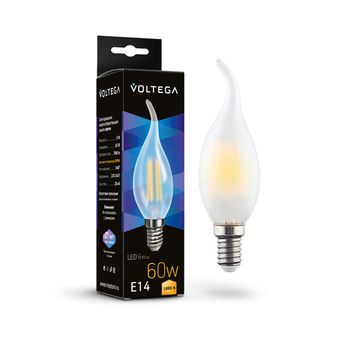 Светодиодная лампа свеча на ветру Crystal Candle wind matt 6W 3000K E14 (7210) VG10-CW2E14-3K-6W-F матовая Voltega