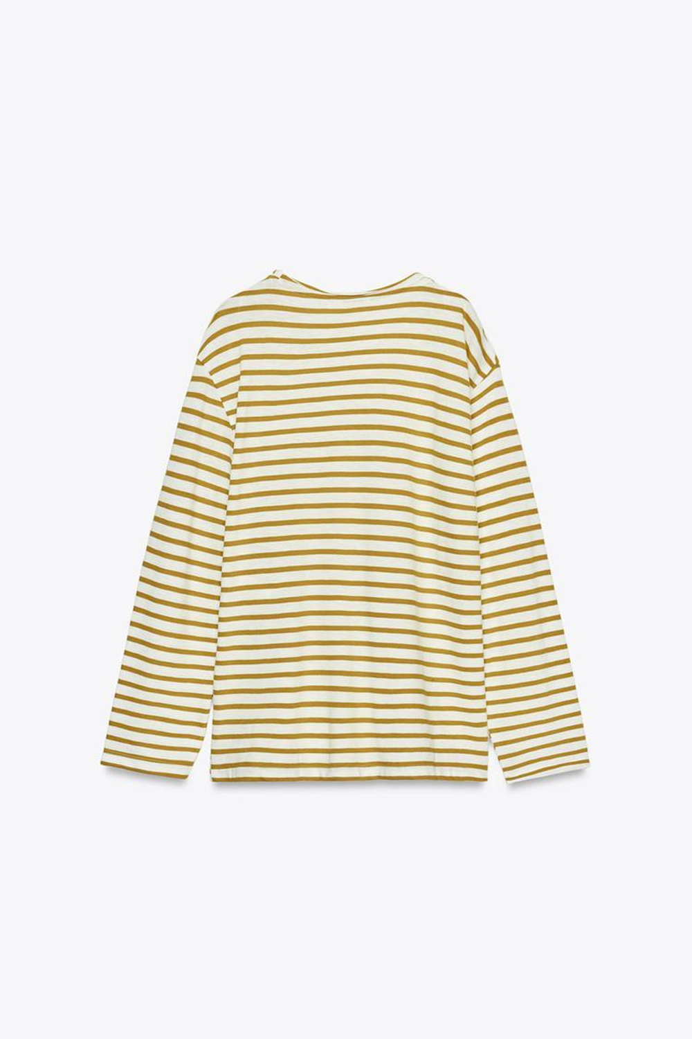 ZARA ХЛОПКОВАЯ ФУТБОЛКА В ПОЛОСКУ, ЗЕЛЕНЫЙ