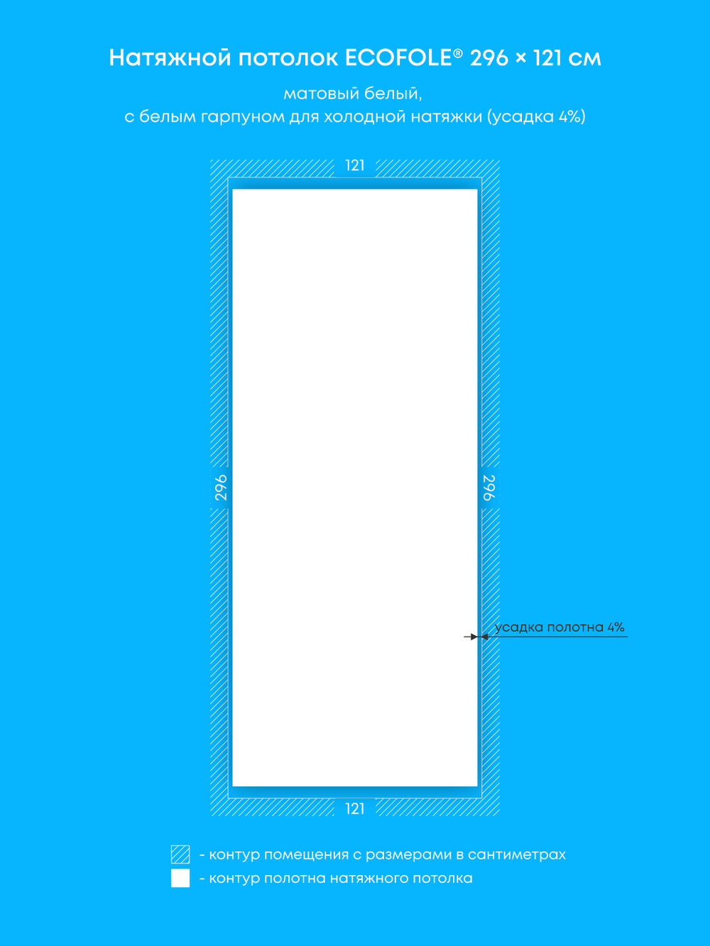 Матовый натяжной потолок 3.6 м2