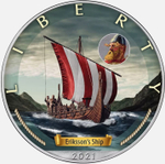 1 ДОЛЛАР США 2021. Свобода. ЭПОХА ПАРУСОВ. Eriksson. Серебро 999пр. 31.1гр. РЕДКАЯ ТИРАЖ