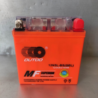 АКБ 5А 12N5L-BS (гелевый) 12v5ah/10hr ВхДхШ (125х120х58, Альфа высокий) Outdo
