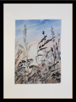 Картина авторская акварельная в паспарту 21х30 см на стену для интерьера "Аромат лета"