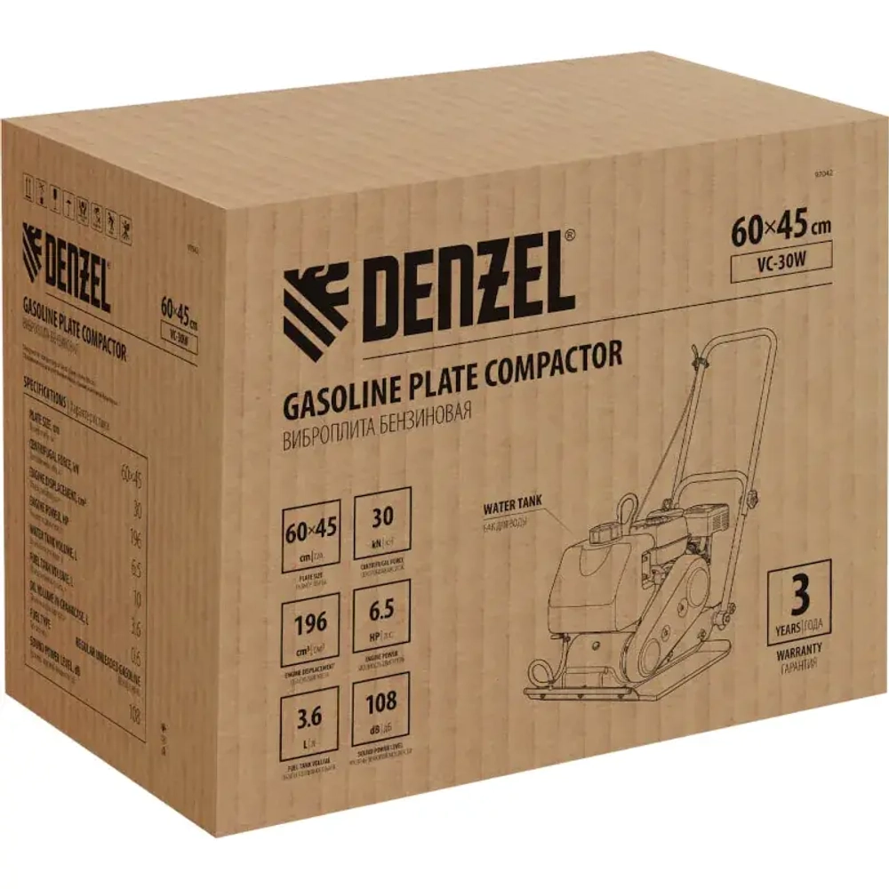 DENZEL VC-30W виброплита бензиновая 97042
