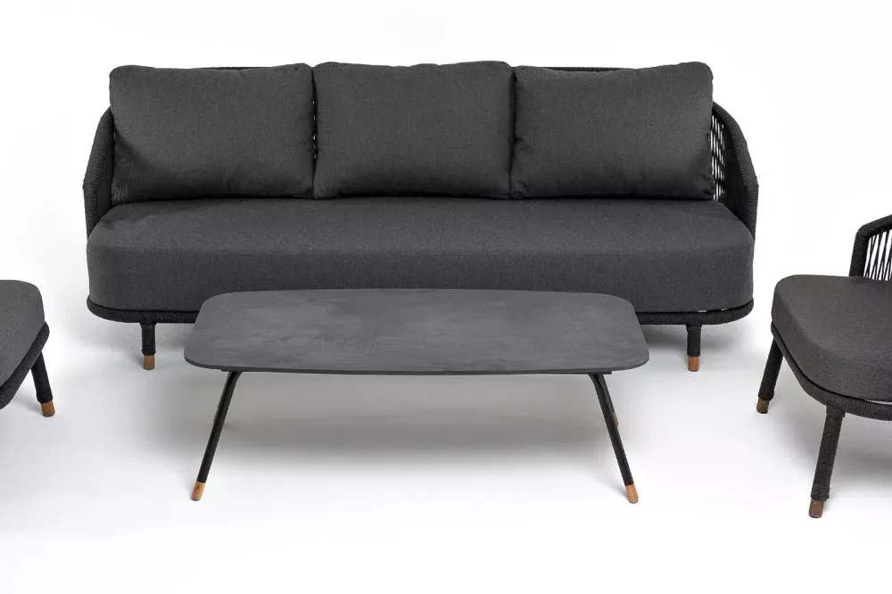 "Верона" лаунж-зона 5-местная плетеная из роупа (веревки), каркас алюминиевый темно-серый, роуп темно-серый