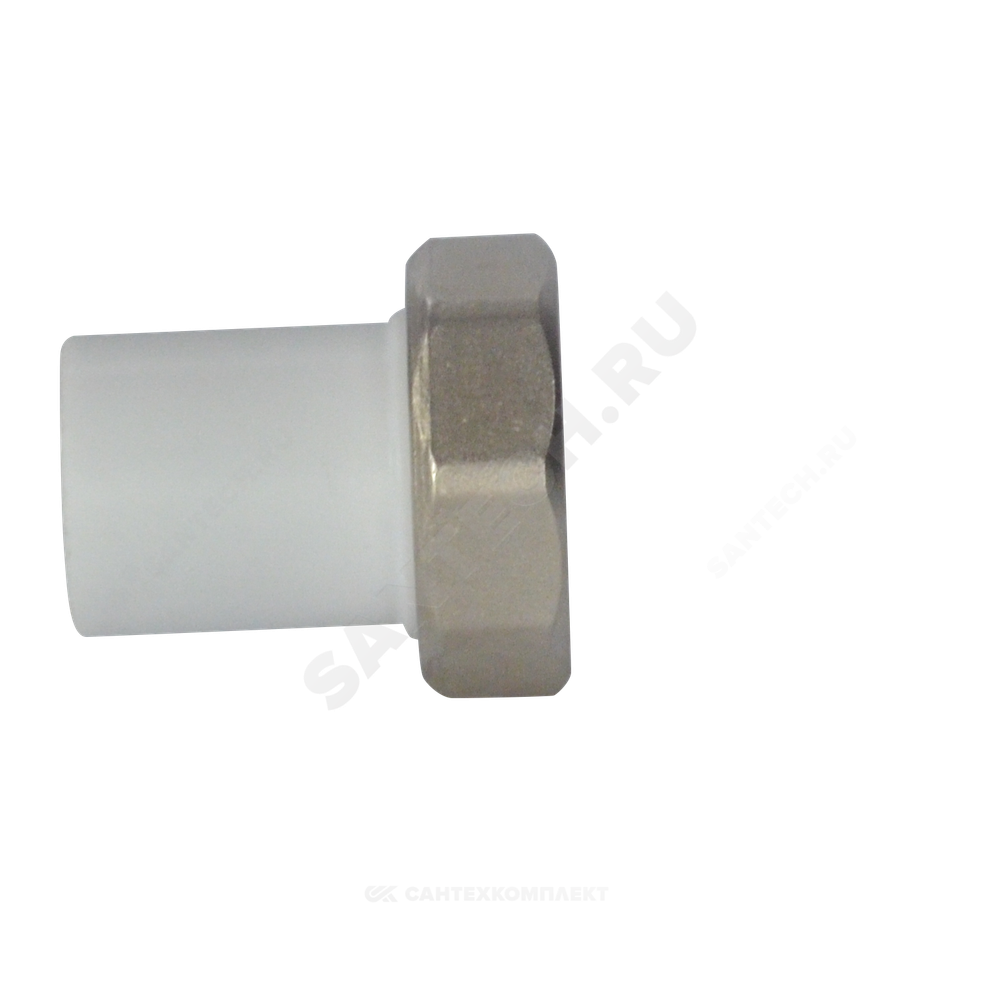 Штуцер PP-R комбинированный белый Дн 25х1" с накидной гайкой VALFEX 10135025
