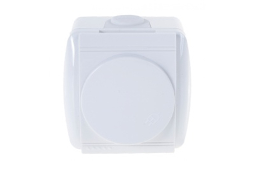 Розетка 1 местная LEZARD Ната белая с крышкой с/з керамика