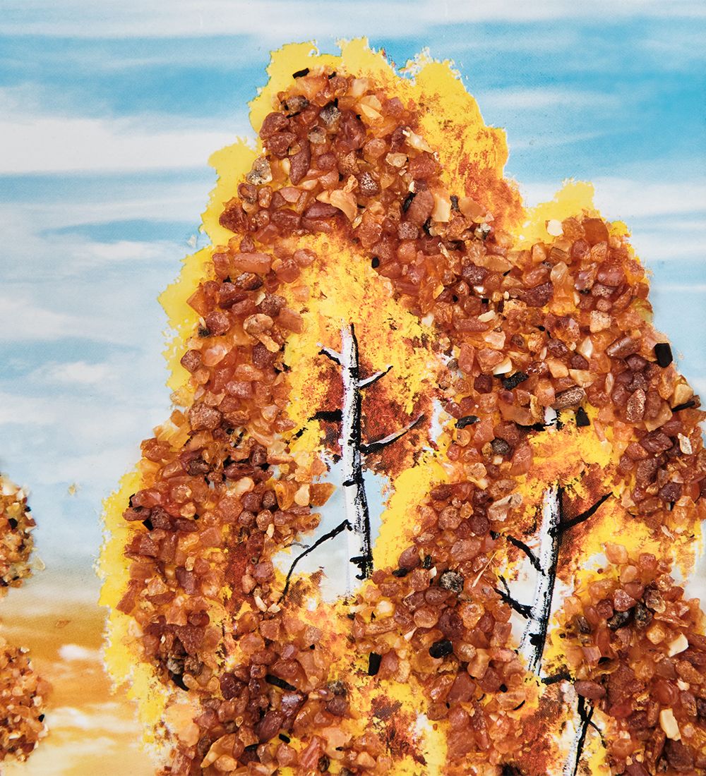 AMB-01/70 Картина «Ранняя зима» (с янтарной крошкой) пласт.рамка 33х42см