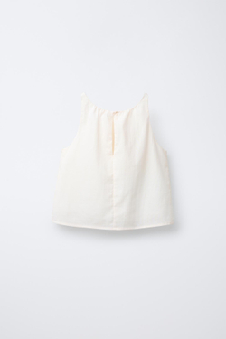 ZARA ТОП С ЦВЕТОЧНЫМ ПРИНТОМ, БИРЮЗОВЫЙ